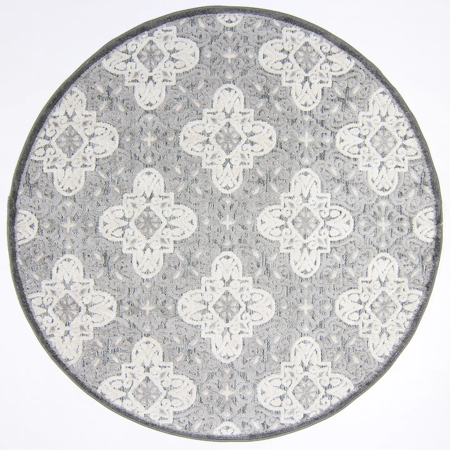 Runde tepper - Indoor/Outdoor Hampton (grå) (Størrelse: Ø 160 cm)