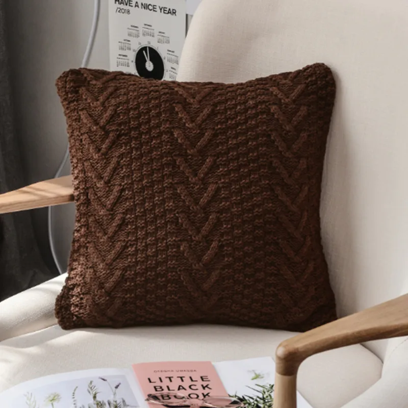 Putetrekk - Knit Macrame 45 x 45 cm (brun) (Size: 45 x 45 cm)