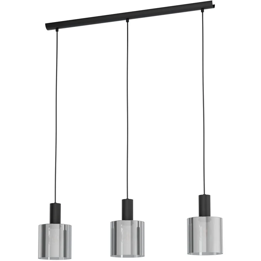 Eglo Pendellampe Gorosiba Schwarz/Transparent Glas 15 cm 110 mm - Material: Glas/Stahl