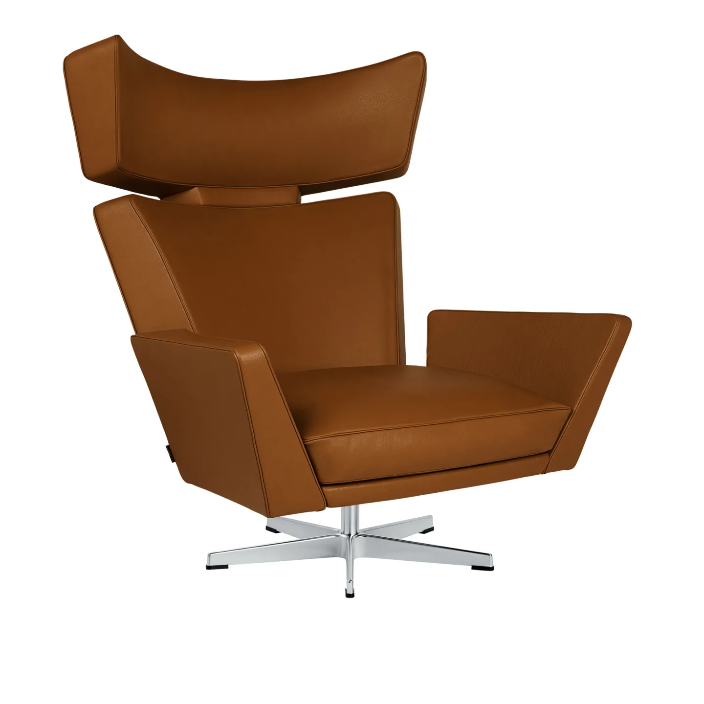 Fritz Hansen - 4201 Oksen, Läder, Grace Black, Satinpolerad - Fåtöljer - Arne Jacobsen - Svart - Läder/Metall/Trä