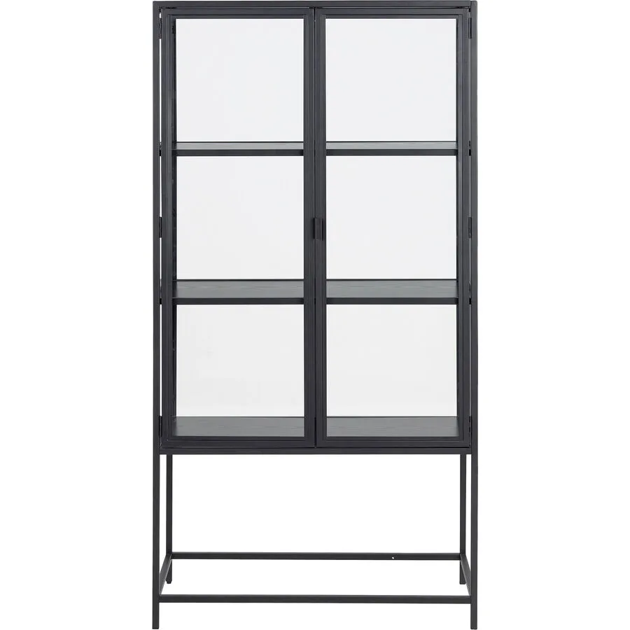 Vitrine Quinto schwarz Metall/Glas B 77 H 150 cm