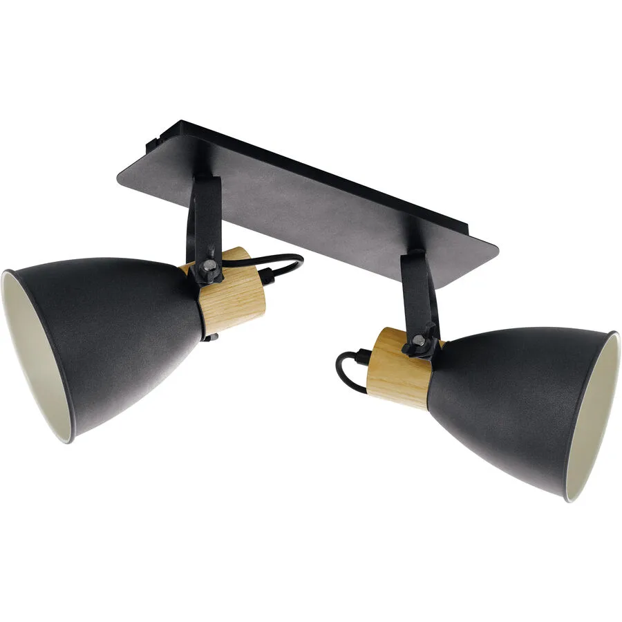 Eglo Spot Coswarth Grau Stahl/Holz 14 cm 24 cm - Farbe: anthrazit - Material: Holz/Stahl