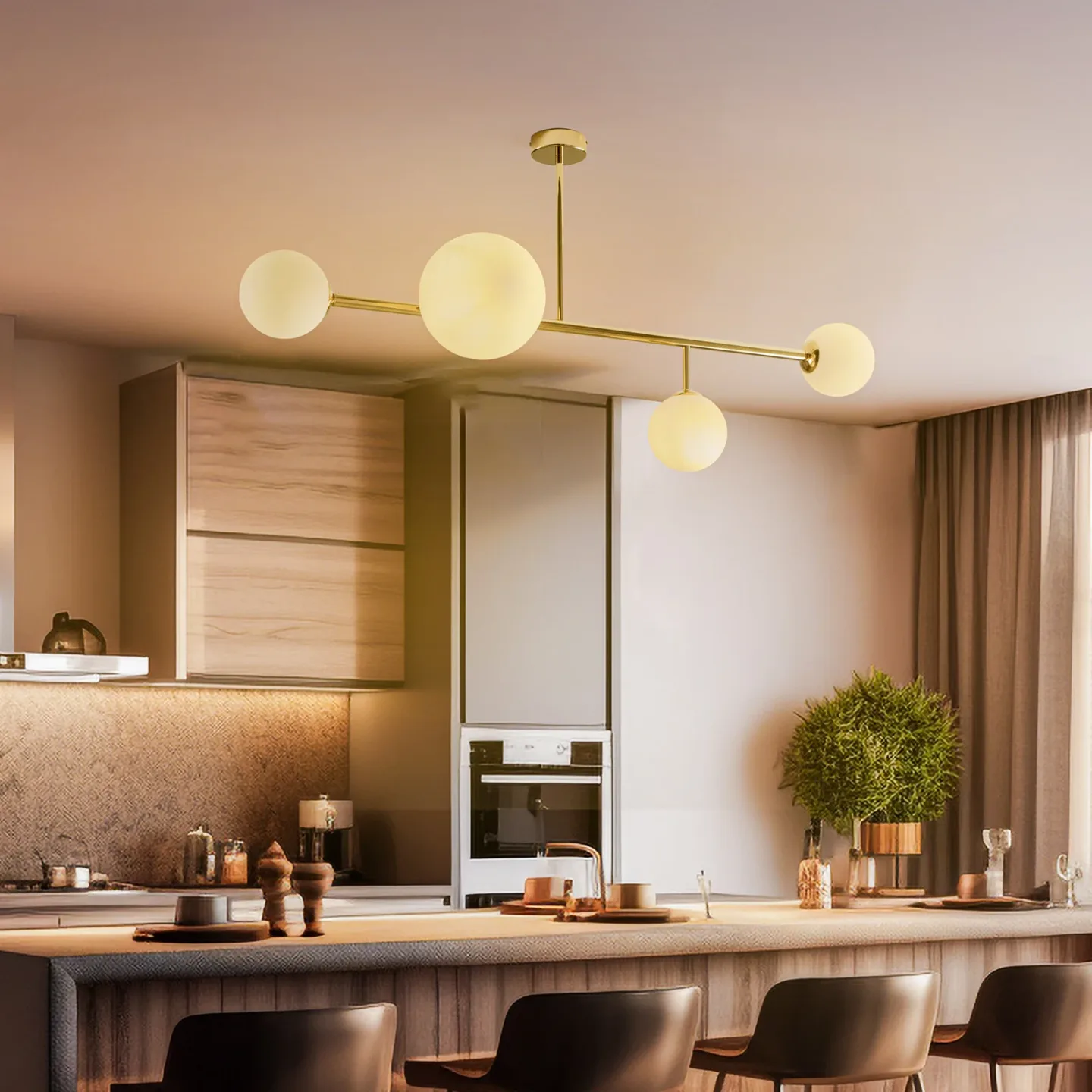 Dione Deckenlampe, goldfarben, 4-flammig - ALDEX - Esszimmer - Modern - Metall - Mehrflammig