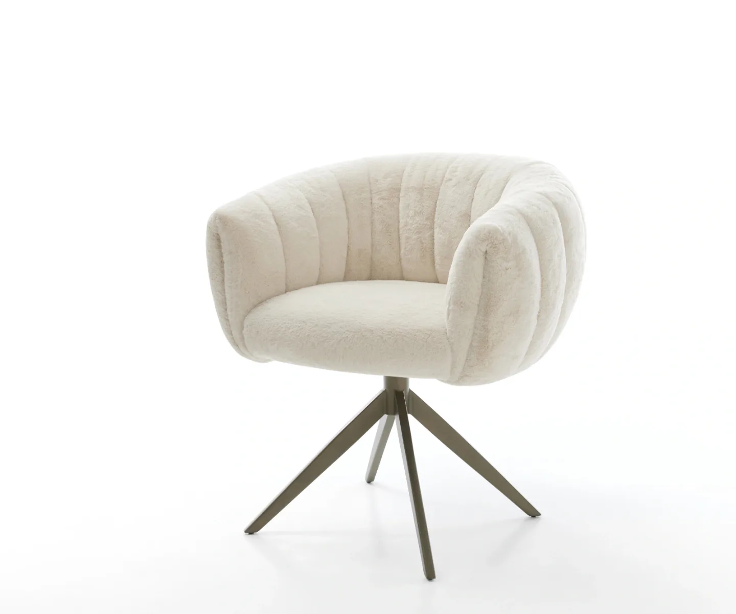 Drehstuhl Jada-Flex Plüsch Creme-Weiß Kreuzgestell breit Effektfinish Titan 360° drehbar Wippfunktion Taschenfederkern