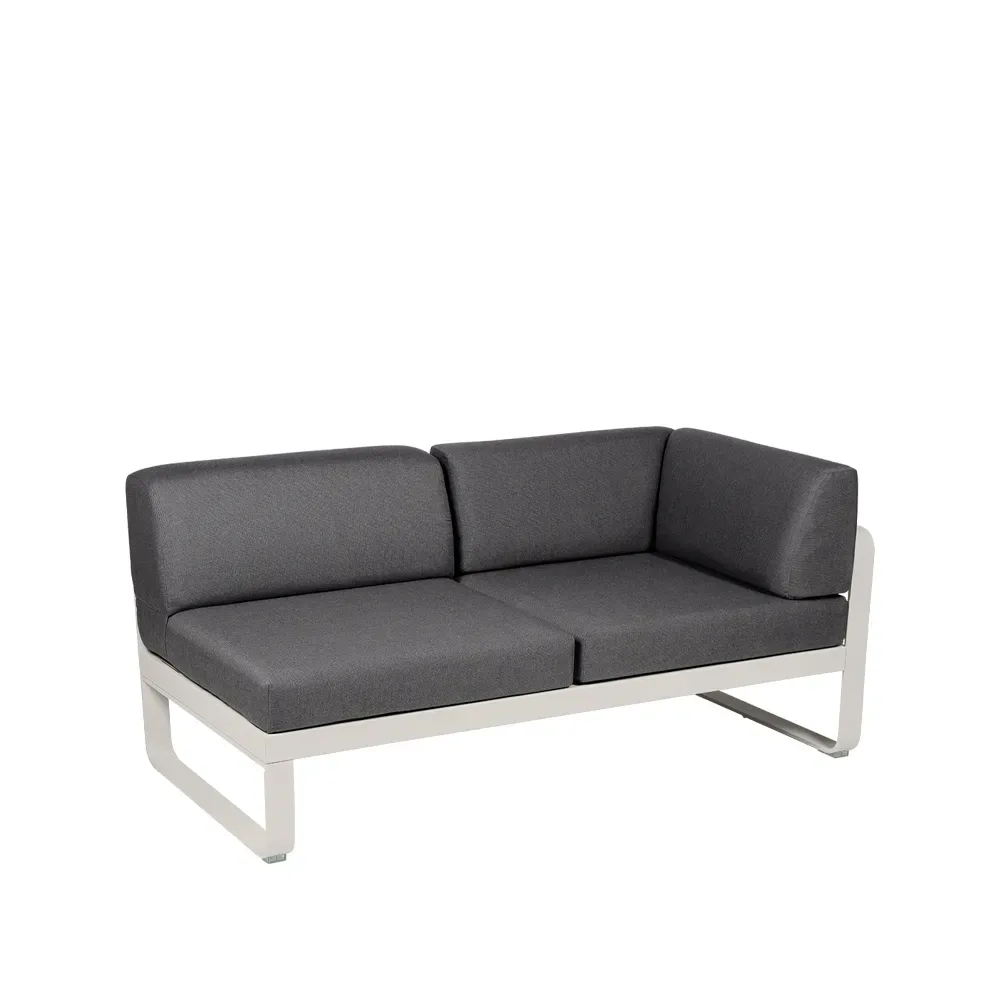 Fermob Bellevie Corner modulsoffa 2-sits Clay grey (grå), graphite grey dyna, höger