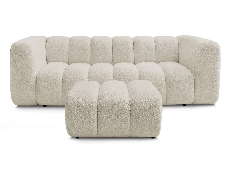 3er Sofa mit Hocker BOBOCHIC TALIA Boucle-Stoff beige