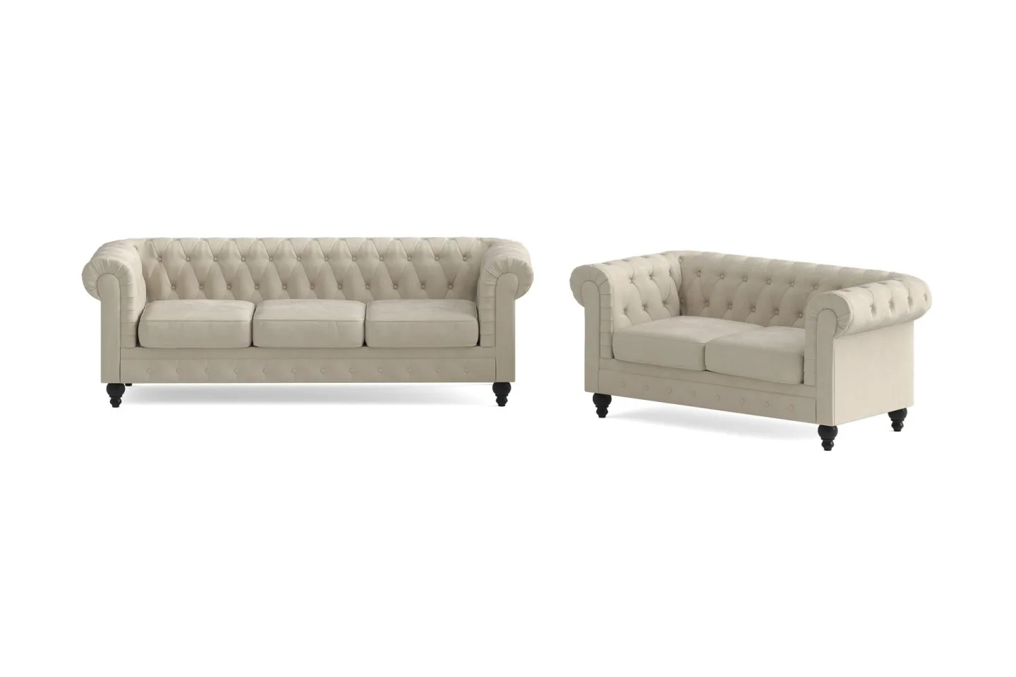 Chesterfield Lyx Soffgrupp 3-sits + 2-sits - Beige