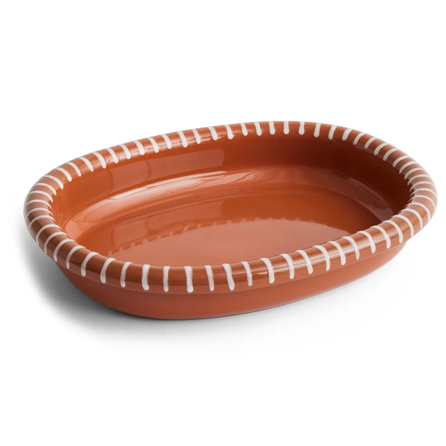 HAY Barro ovale Servierplatte Natural with stripes, large 27x36 cm
