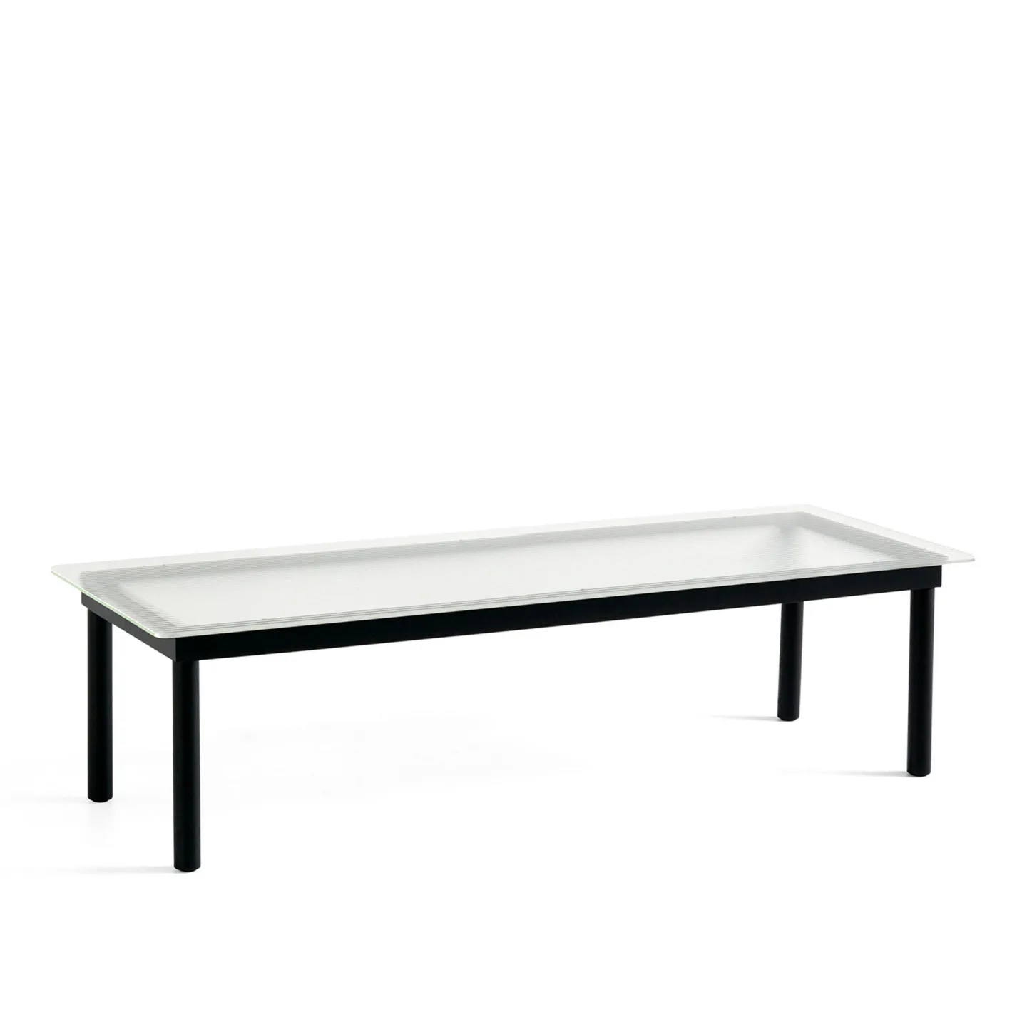 HAY - Kofi Black Water-Based Lacquered Oak Frame W. Clear Reeded Glass Tabletop 140X50 - Soffbord - Martin Solem - Svart - Glas/Trä