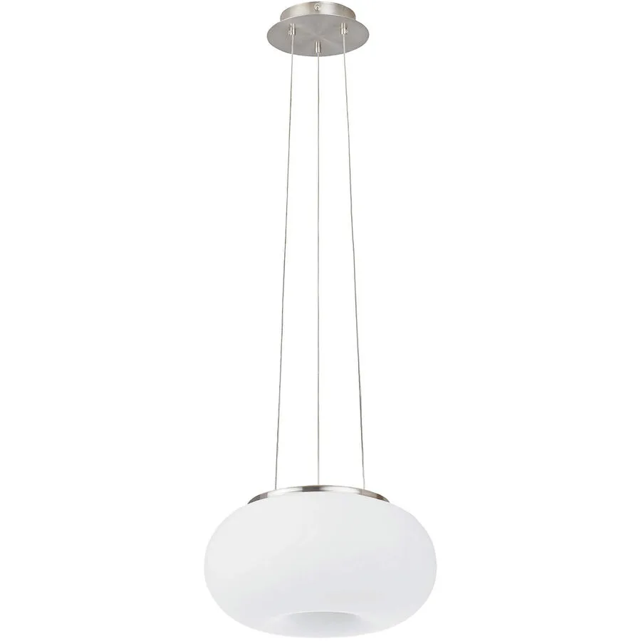 Pendellampe Optica Weiss/Grau Stahl/Glas 110 cm - Farbe: Nickel matt/weiss - Material: Stahl/ Glas