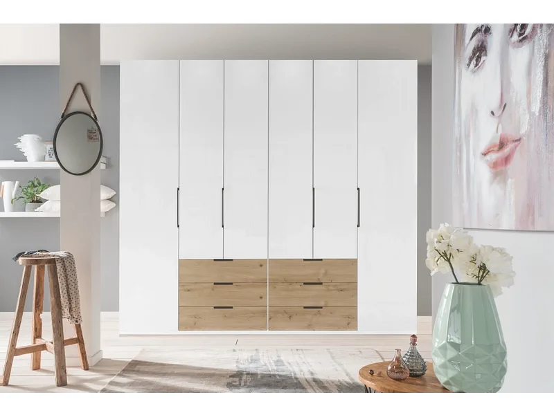 Drehtürenschrank MIAMI weiss 6 Türen 6 Schubladen