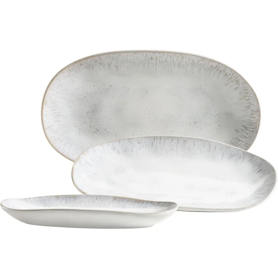 MÄSER Servierplatten-Set Frozen Weiss Steinzeug