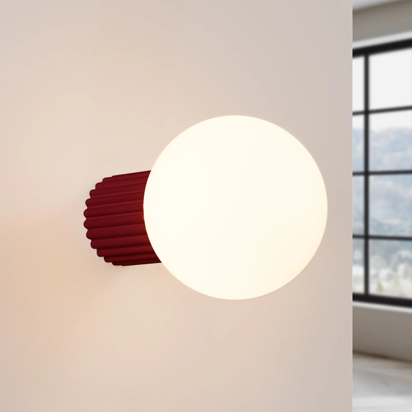 ORBI Wandlampe dunkelrot Glas/Metall Ø 12cm IP44 G9 - SOLLUX SOLLUX LIGHTING - Badezimmer - Aluminium - Einflammig