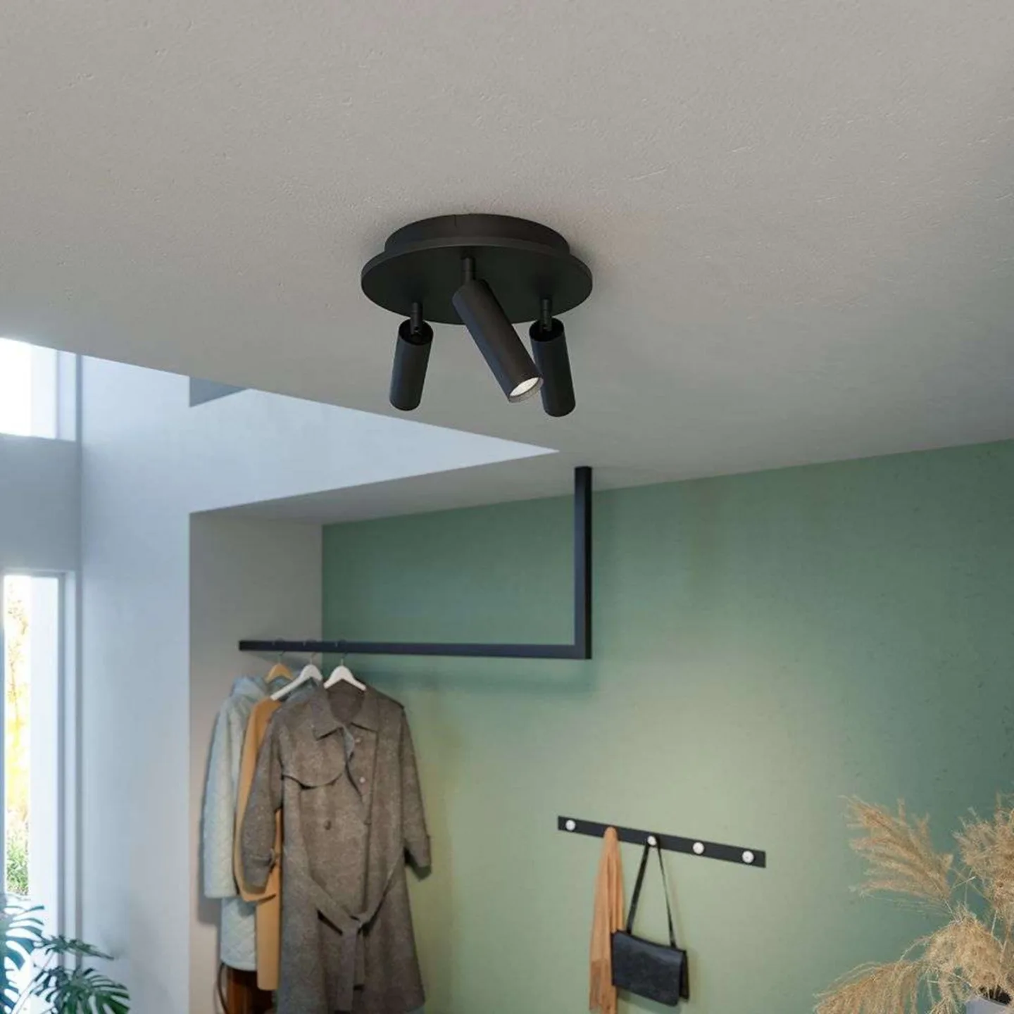 Pipeline 3 Deckenleuchte Round Matt Black - Herstal - Wohnzimmer - Metall
