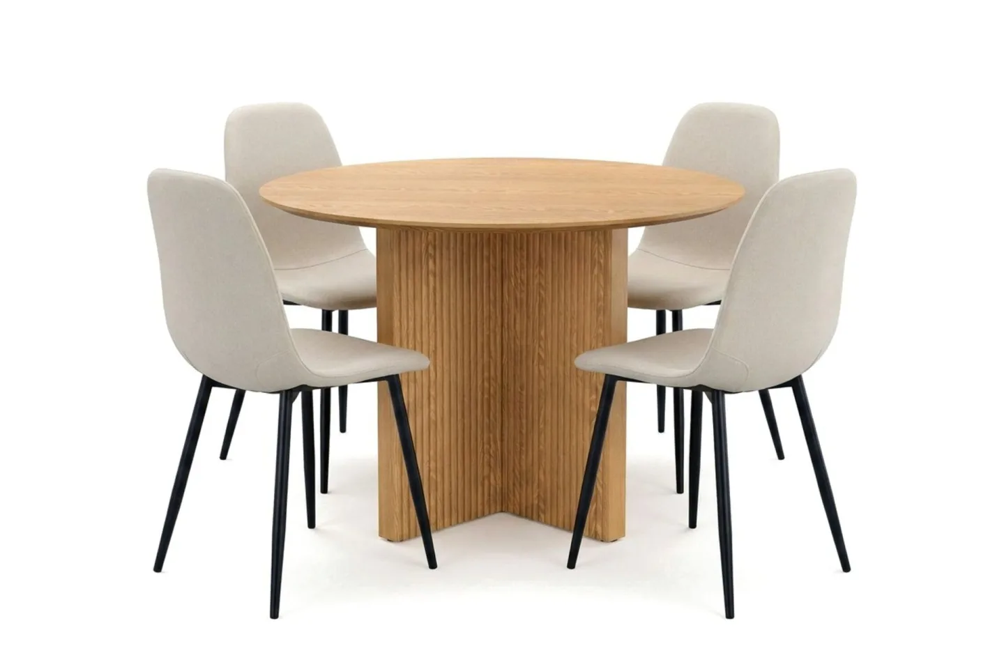 Edda Matgrupp runt 110 cm Ek med 4 Nibe Matstolar - Ek