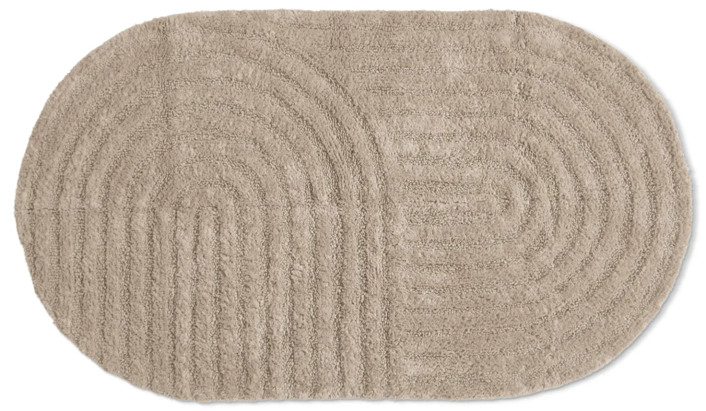 Oval baderomsmatte - Embla (beige) (Størrelse: 80 x 140 cm)