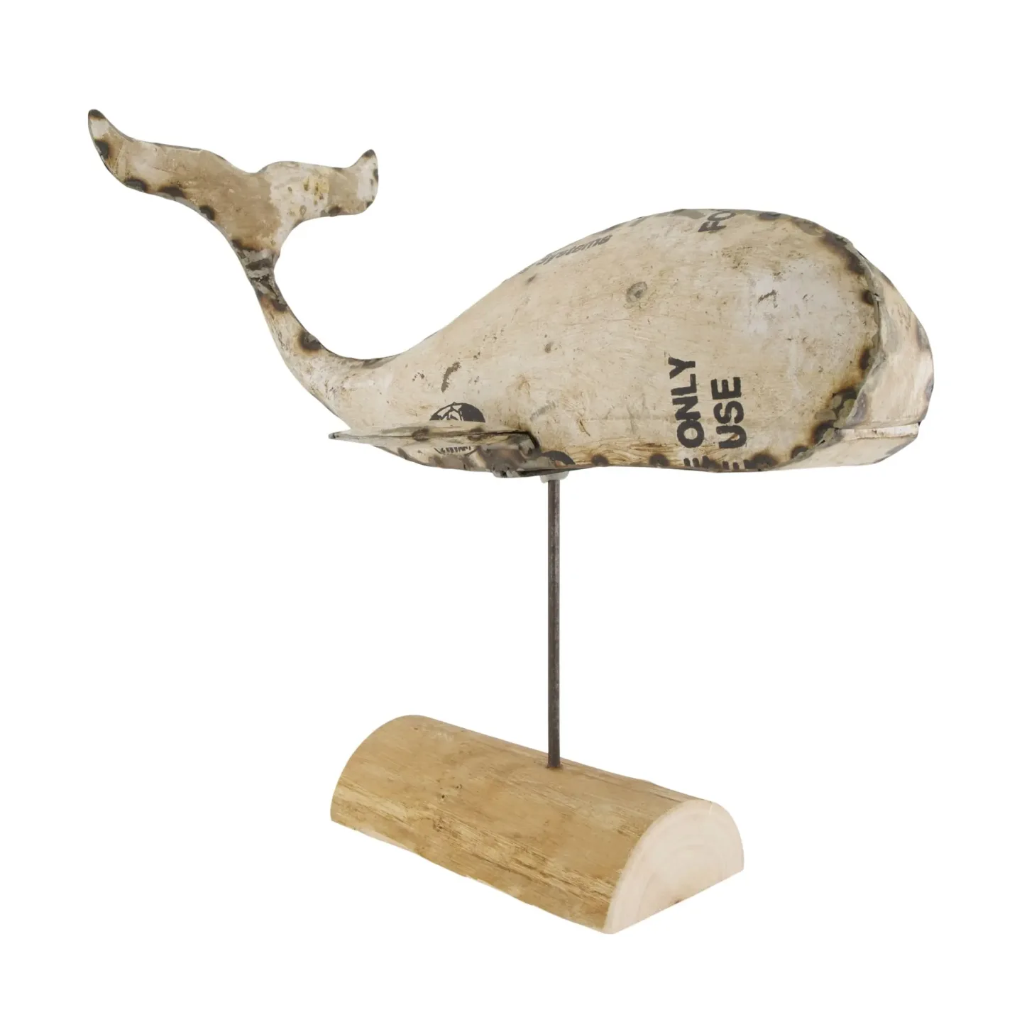 Decofinder Figur Wal Metall Auf Ständer Antique Weiss H: 45 cm | Schubiger Möbel