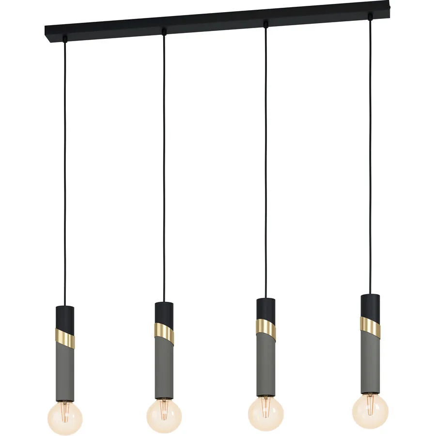 Eglo Pendellampe Cedral Schwarz Stahl 5.5 cm 150 cm - Farbe: Schwarz/Messing