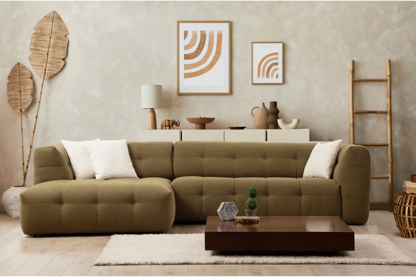 Octavian Soffa m. Divan 5-sits - Mörkbeige