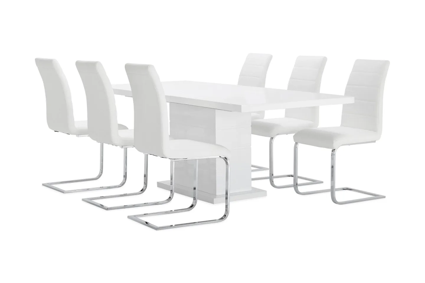 Ratliff Matgrupp 180 cm + 6 Sorado Stol - Vit/Krom