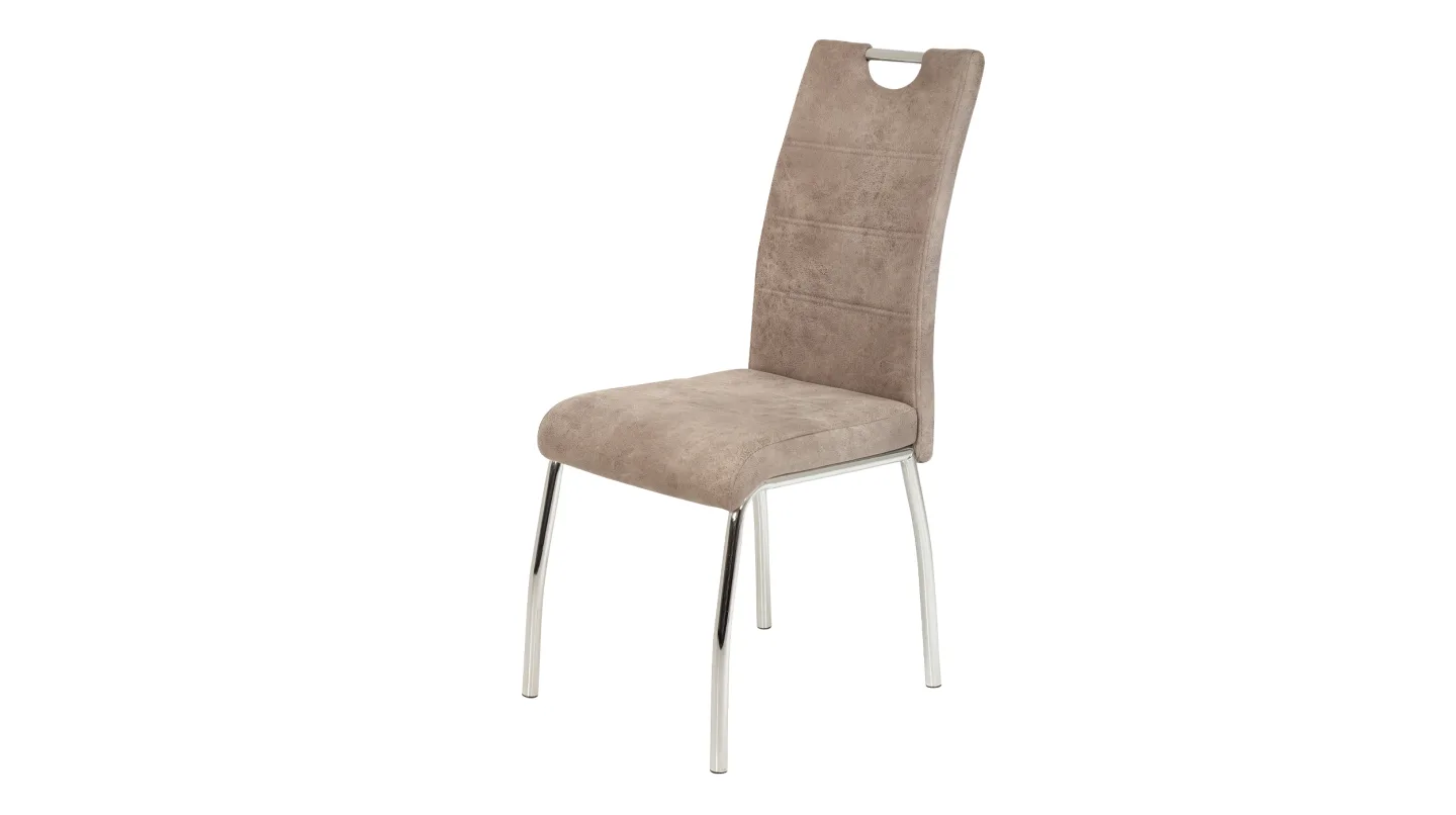 Polsterstuhl beige Metallgestell - Microfaser - SUSI