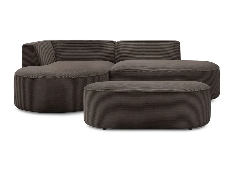 Ecksofa mit Hocker BOBOCHIC ROUSSEAU Cord-Stoff rotbraun