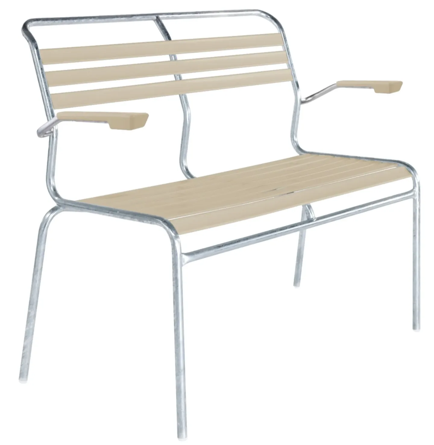 Schaffner Lättli-2er-Bank Säntis mit Lehne Feuerverzinkt Beige | Schubiger Möbel