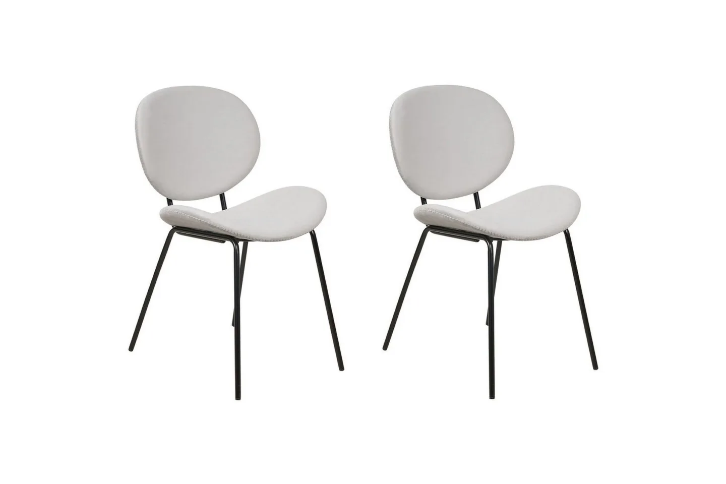 Set med 2 matstolar Luana - Grå, svart/Sammet