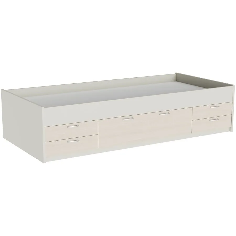 Bett Window greige Holzwerkstoff 90 x 200 cm - Möbel Konfigurator: Traummöbel individuell zusammenstellen