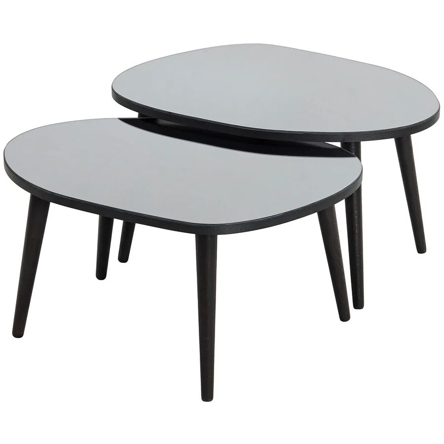 Beistelltisch 2er-Set Yasam schwarz Glas B 75 H 38 cm