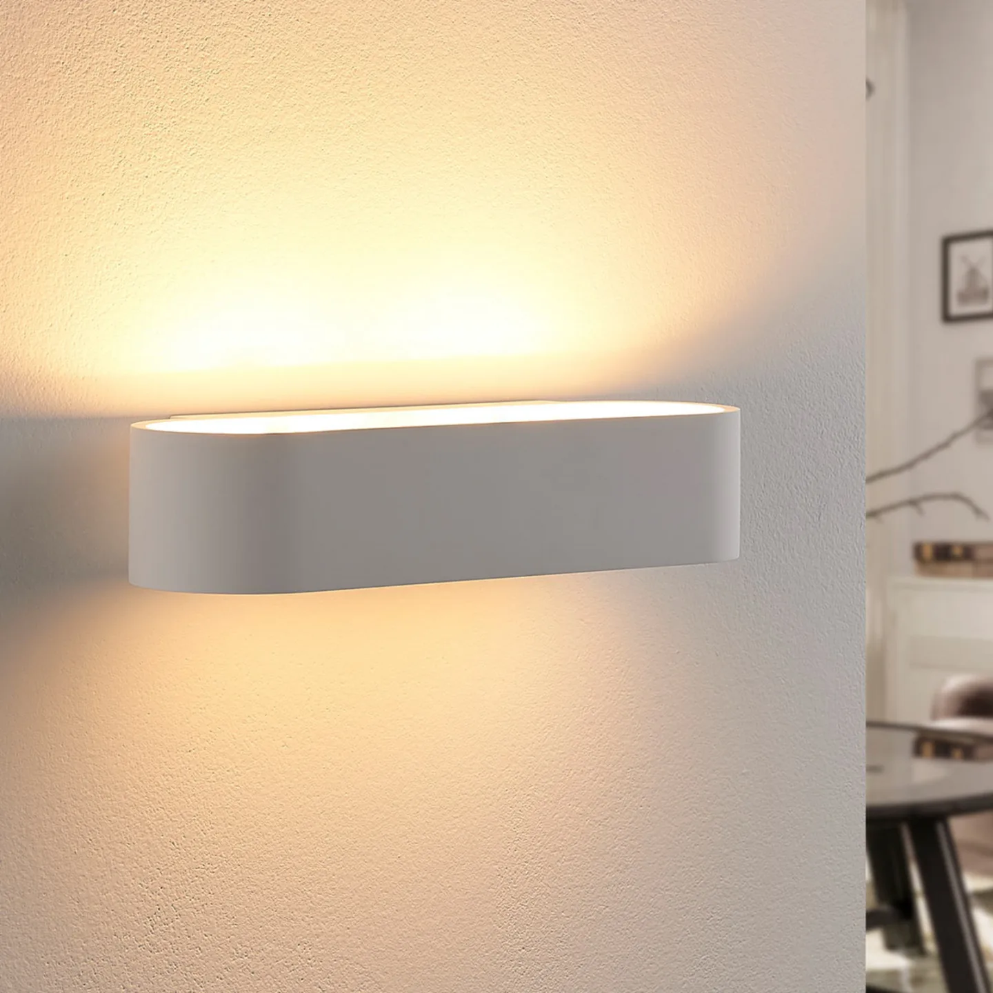Fioni Wandleuchte White - Lindby - Wohnzimmer - Modern - Gips / Ton - Eckig
