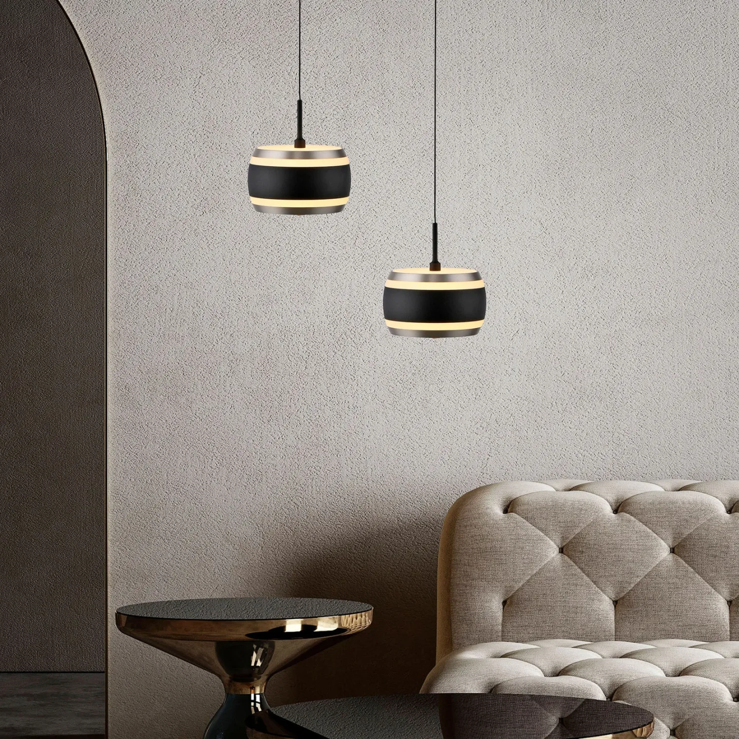 Falling Rings LED-Hängelampe, schwarz, Ø 13 cm, CCT - PURE - Wohnzimmer - Modern - Metall - Einflammig