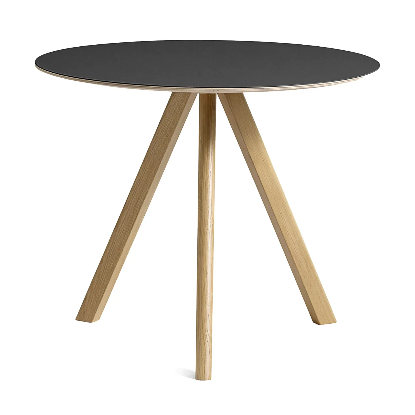 HAY CPH20 2.0 matbord Ø90 cm Black linoleum-lacquered oak