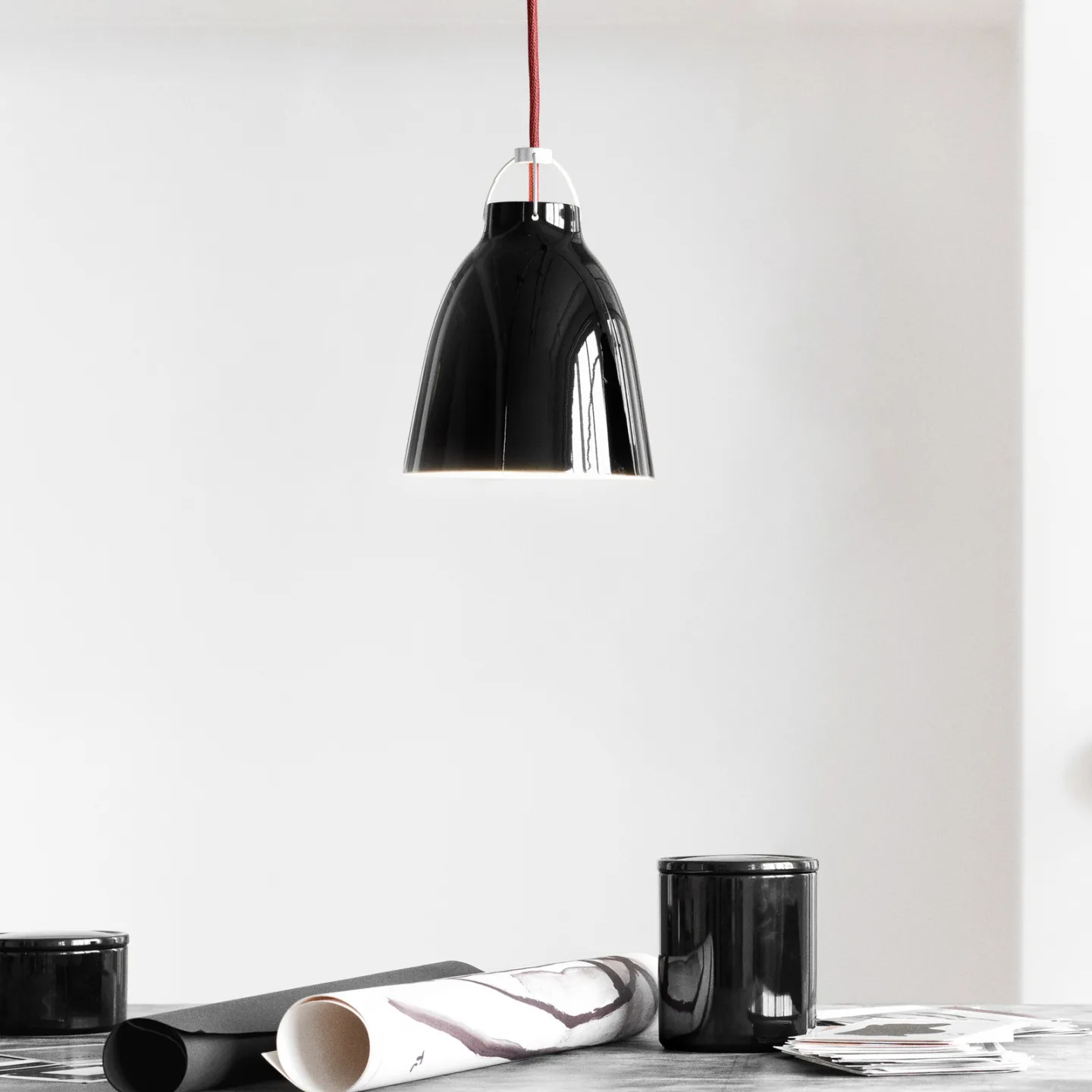 Caravaggio™ P1 Pendelleuchte Schwarz - Fritz Hansen Caravaggio P1 - Wohnzimmer - Design - Metall - Einflammig