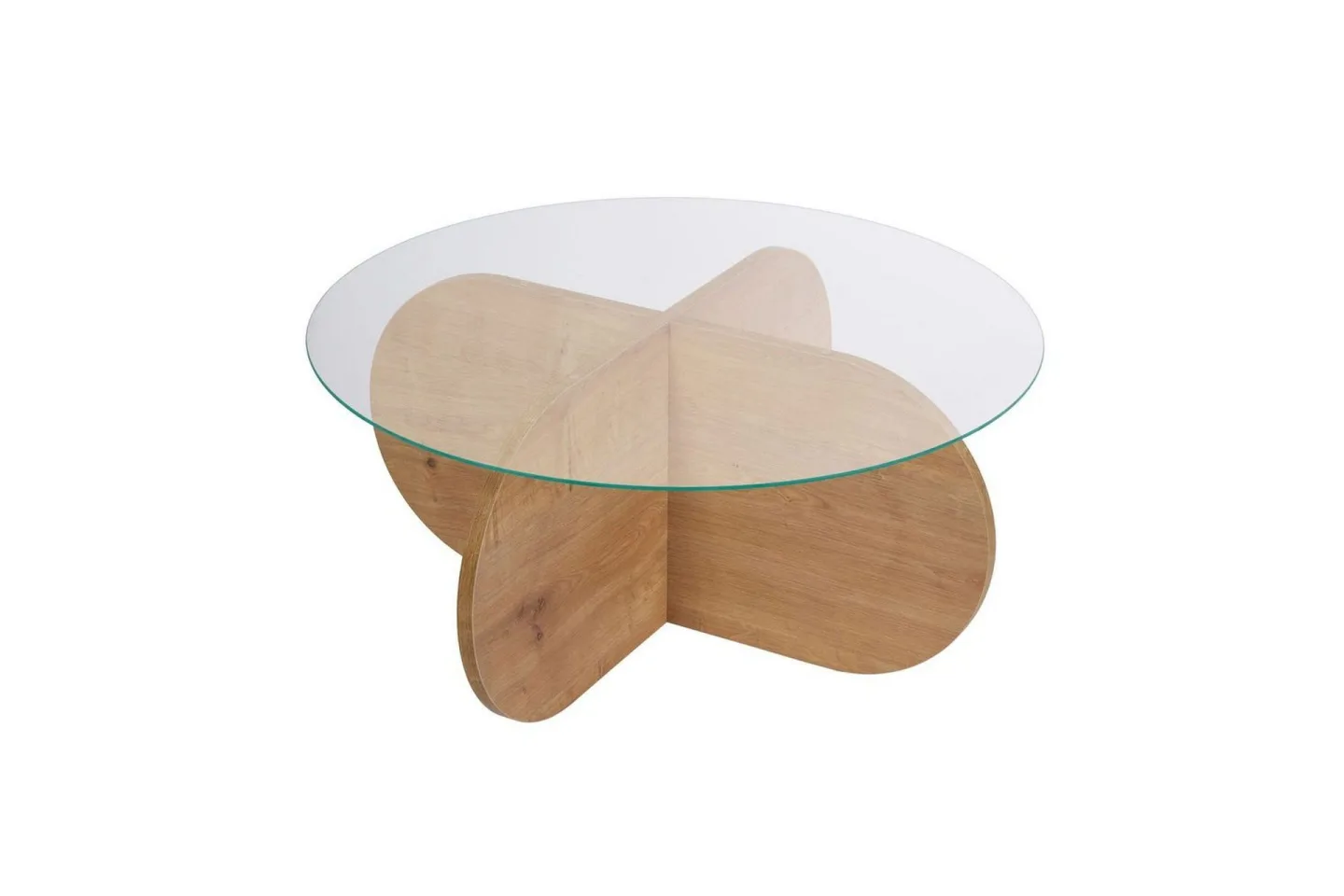 Soffbord Aeris 75 cm med Glasskiva - Safir Ek / Transparent