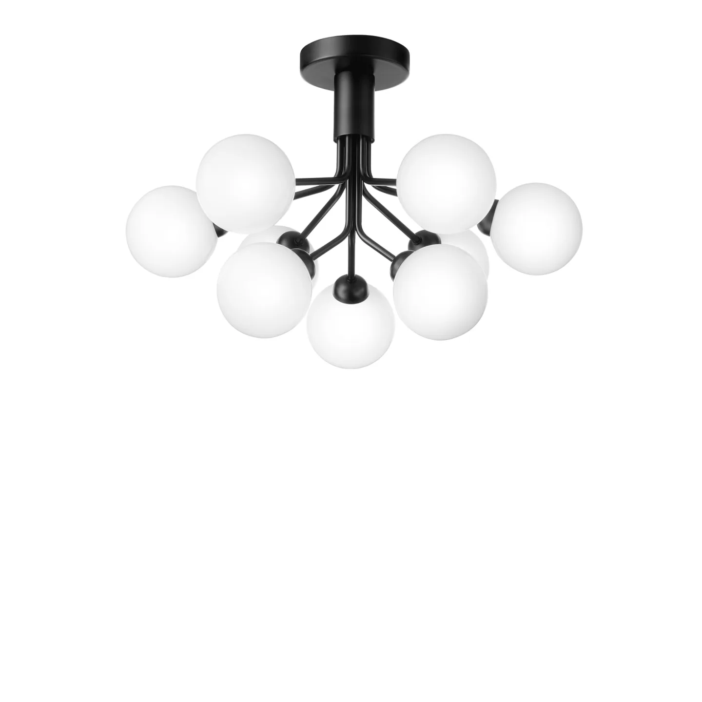 Nuura - Apiales 9 Ceiling, Mat Black/Opal Glass, Exkl. Ljuskälla - Takkronor - Sofie Refer - Svart