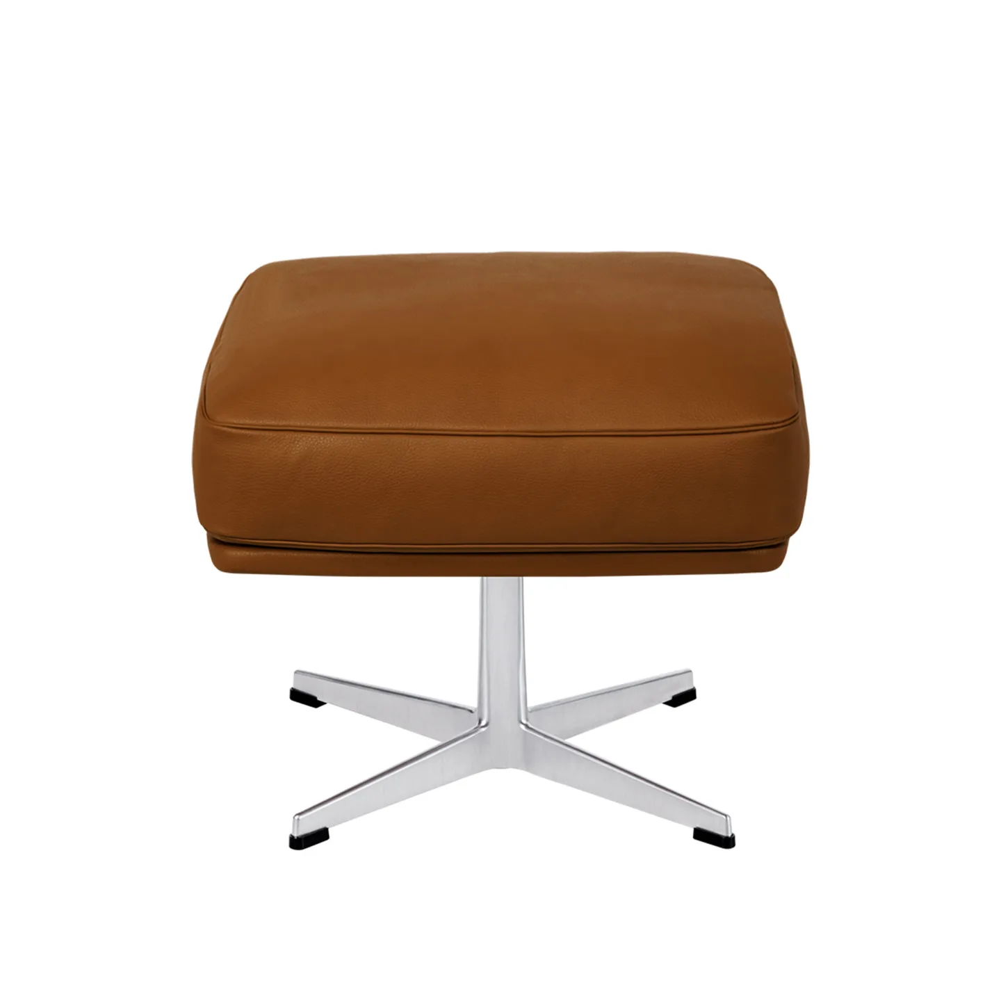 Fritz Hansen - 4210 Oksen Fotpall, Läder, Aura Walnut, Satinpolerad - Fotpallar - Arne Jacobsen - Brun - Läder/Metall/Trä
