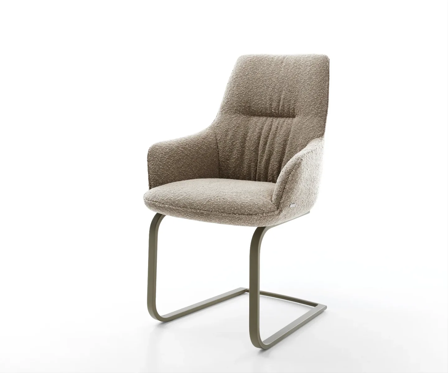 Freischwinger Zelia-Flex mit Armlehnen Bouclé Schlamm Freischwinger flach Effektfinish Titan Taschenfederkern