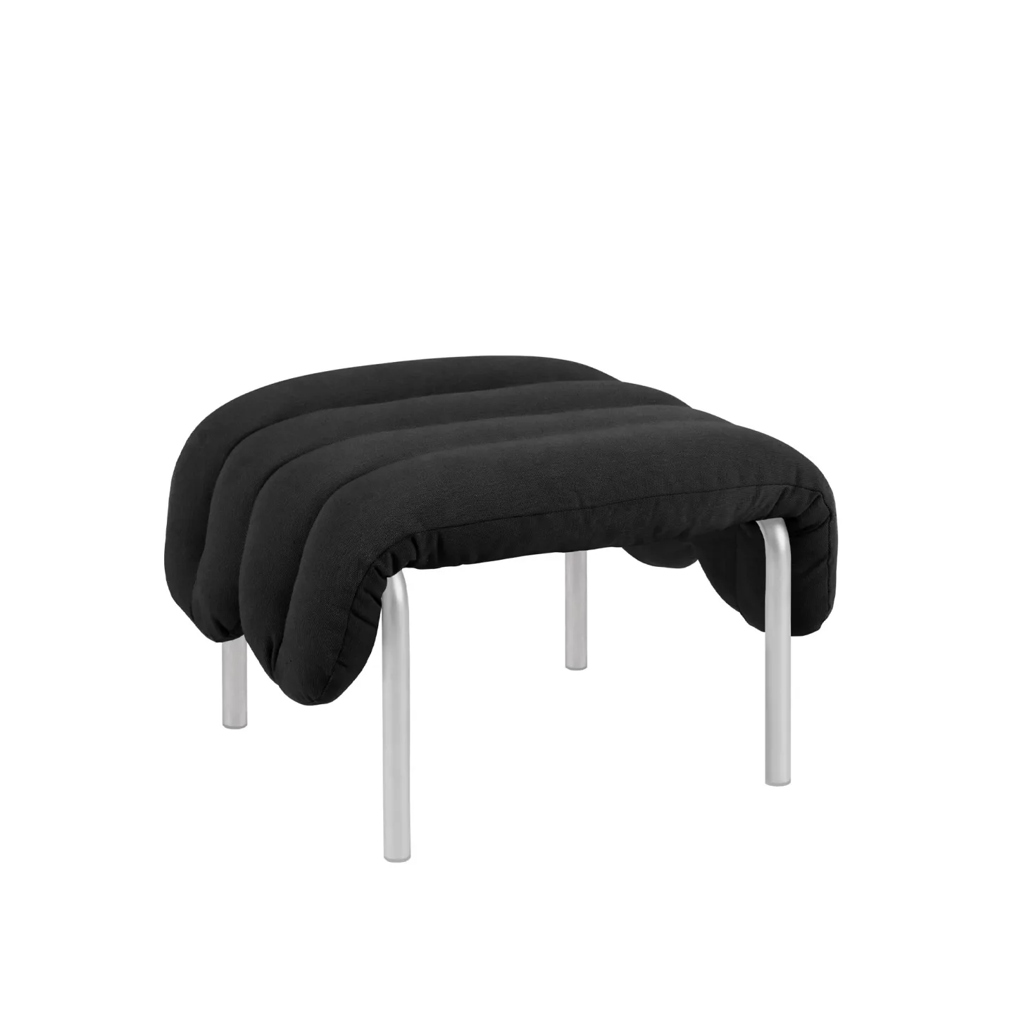 HEM - Puffy Ottoman - Anthracite/Stainless - Fotpallar - Faye Toogood - Silver,Grå - Bomull/Naturmaterial/Metall/Skum/Plast