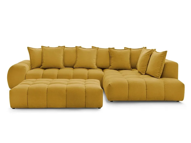 Ecksofa mit Hocker BOBOCHIC EVEREST Stoff mit Textur gelb