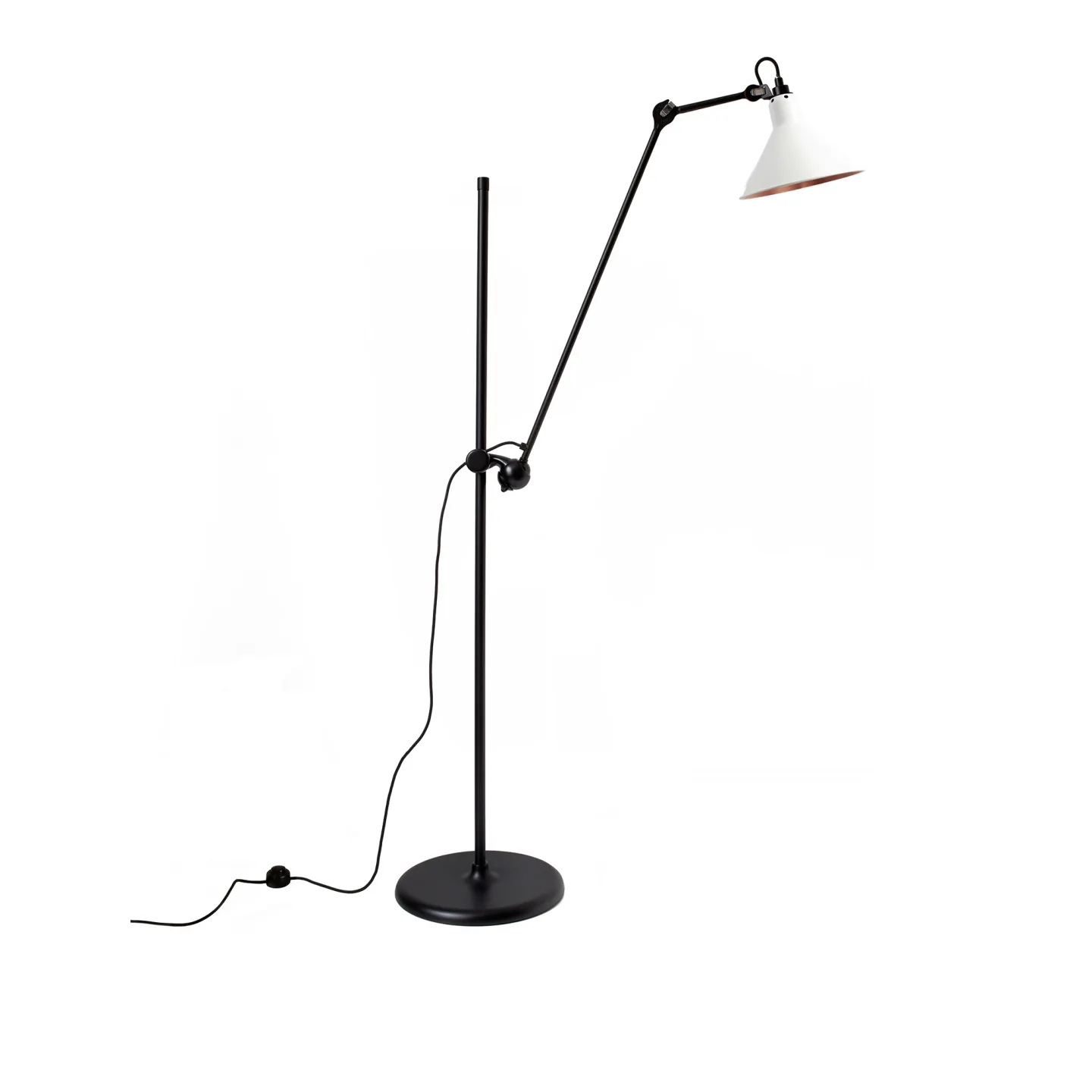 DCWéditions - Lampe Gras No215 - Conic - Svart bas, Vit med kopparinsida - Läslampor - Bernard-Albin Gras - Vit