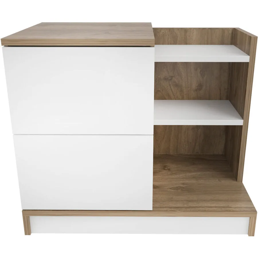 Nachttisch Uyumak weiss/natur Melaminbeschichtete Spanplatte B 72 H 60 cm
