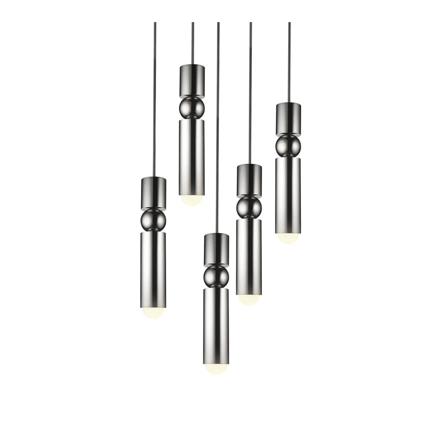 Lee Broom - Fulcrum Chandelier 5 Piece, Polerad Krom - Klusterlampor - Silver