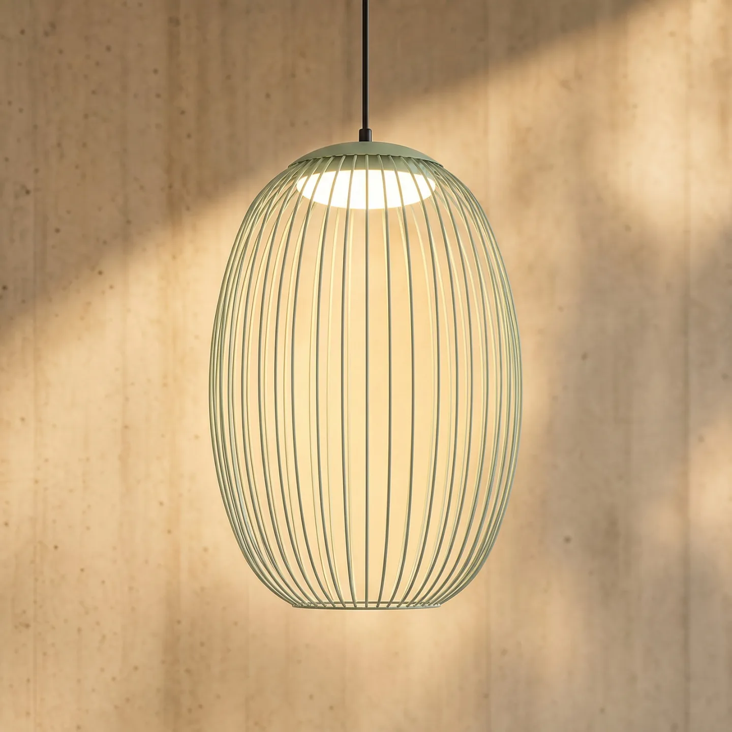 Richi LED-Außenhängeleuchte, Ø 40 cm, grün , dimmbar, IP44, Metall - Lucande - Modern - Einflammig
