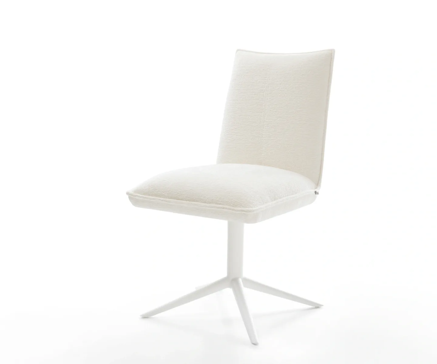 Drehstuhl Lelio-Flex Bouclé Soft Beige Fußkreuz Weiß 360° drehbar Wippfunktion Taschenfederkern