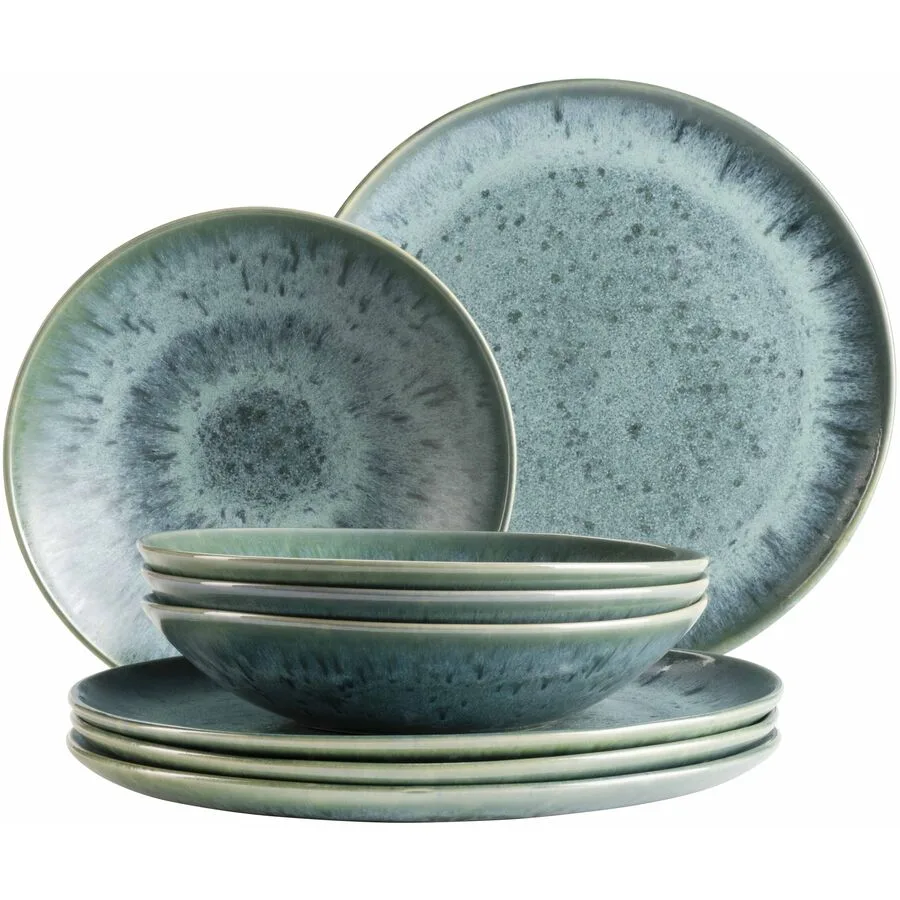 MÄSER Speiseteller-Set Carellia Blau Steinzeug