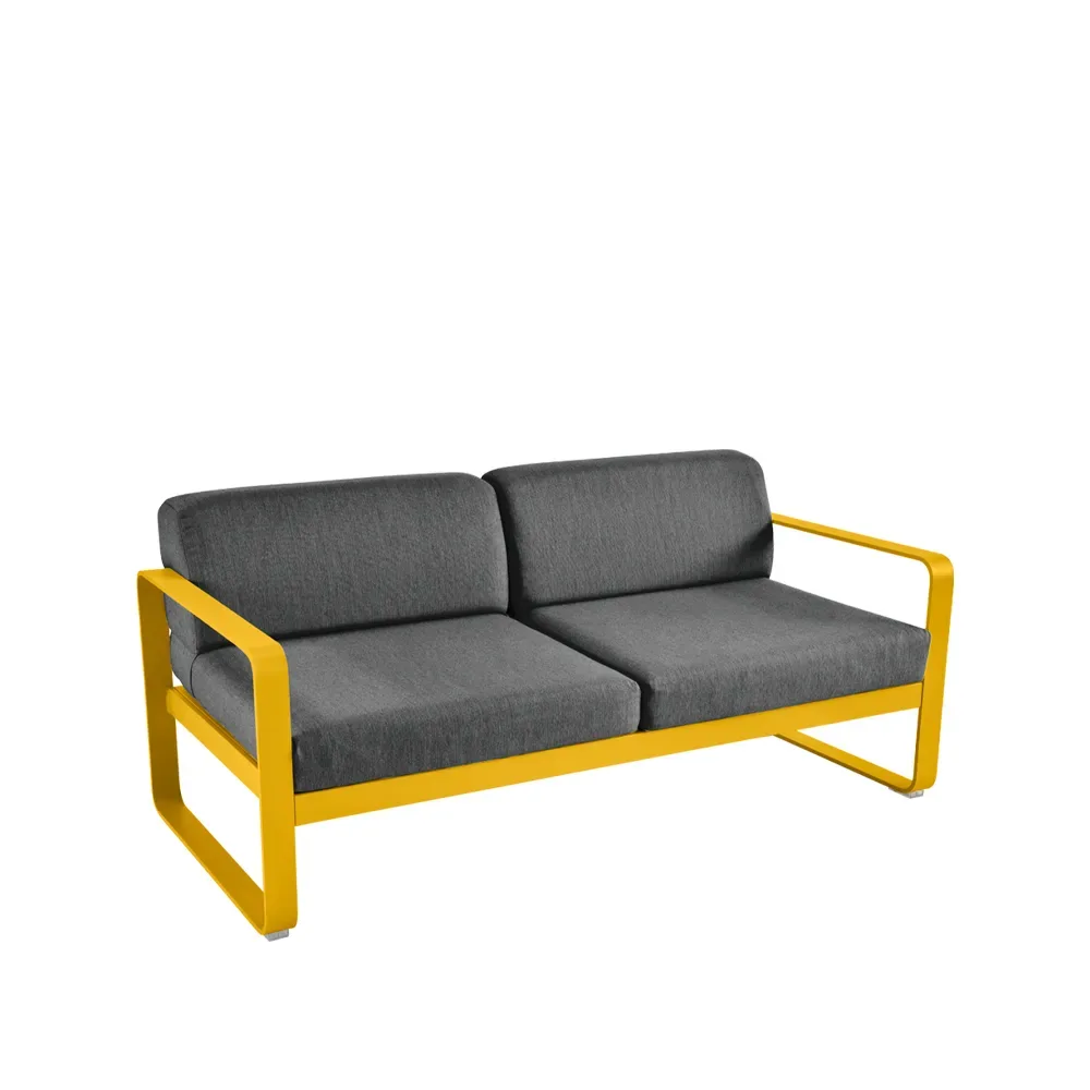 Fermob Bellevie 2-sits soffa Honey (gul), graphite grey dyna