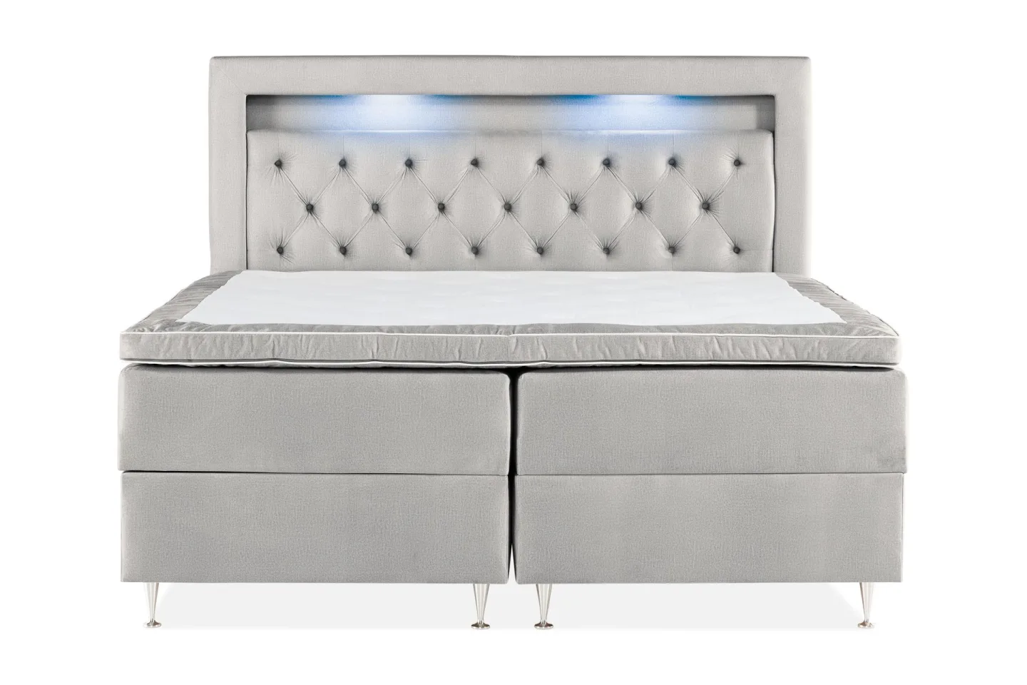 Alessia Komplett Sängpaket med Förvaring LED-belysning 180x200 cm - Grå / Ljusgrå
