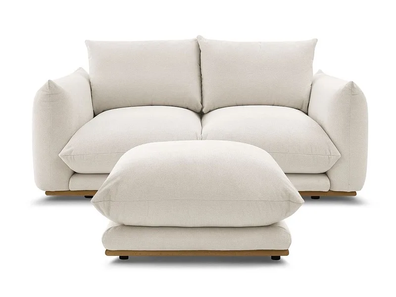 2er Sofa mit Hocker BOBOCHIC ERNEST Stoff beige