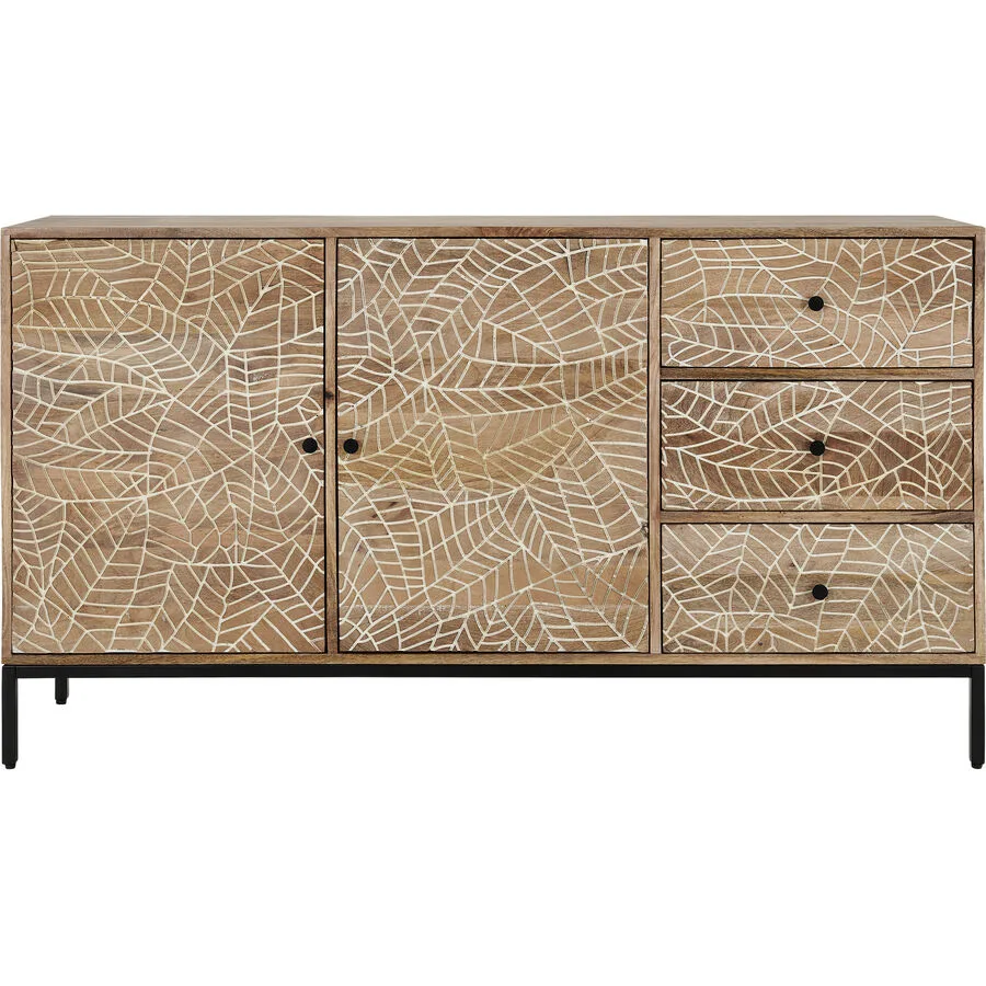 Sideboard Tigano Natur, Weiss, Schwarz Mangoholz, Metall B 42 H 80 cm